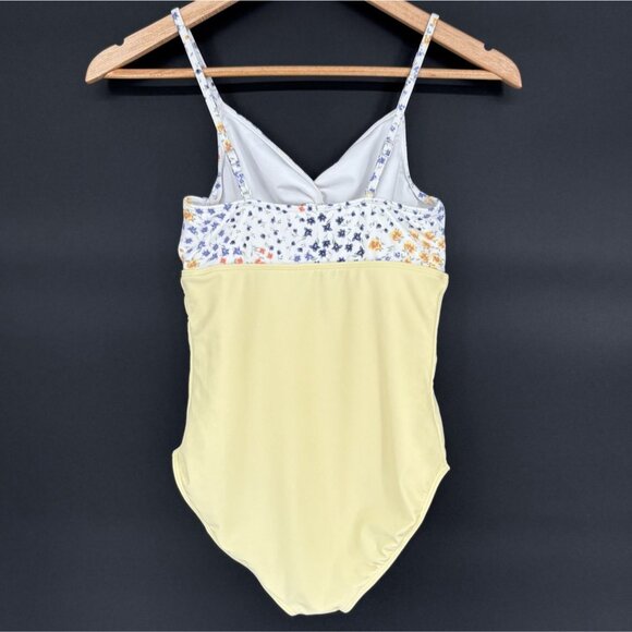 Abercrombie Kids Floral One-Piece Swimsuit Girls 13/14 Yellow Swimwear Beach - Picture 3 of 12
